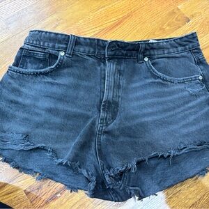 Zara Distressed Black Jean Shorts